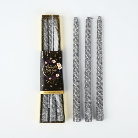 New Year's candles twisted "New Year: Happy New Year" 3 pcs-1