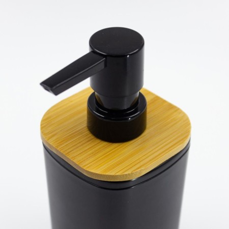 Joy Home liquid soap dispenser, plastic, black with bamboo-1