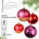 New Year's Christmas Balls, for the New Year, plastic, d = 8, 4 pcs., Wine, red and gold color