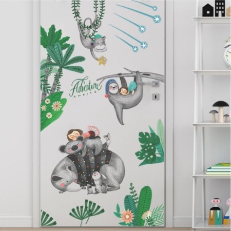 Sticker Plastic Interior color "Adventures of animals in the jungle" set 2 sheets 30x90 cm 759941