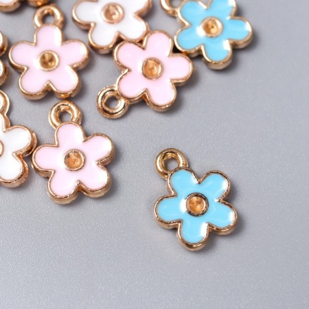 Decor for creativity metal, enamel "Flower with a golden middle" mix 1.3x1 cm-1