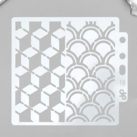 Plastic stencil "Scales and rhombuses" 13x14 cm