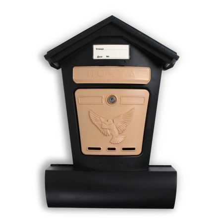 Mailbox, plastic, "elite", with a castle, black-1