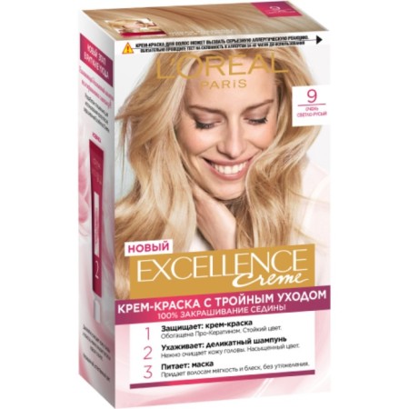 Hair Cream L’Oreal Excellence Creme, tone 9 is very light blond