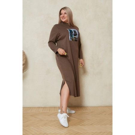 Women's dress, size 54, brown color-2