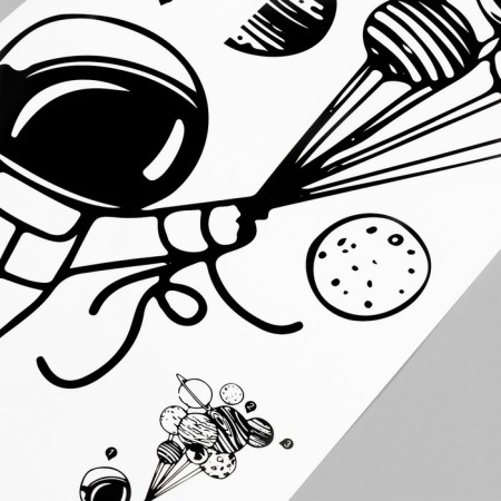 Sticker Plastic Interior color "Cosmonaut with planets on threads" 30x60 cm-2