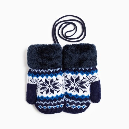 Baby mittens, dark blue color, size 13 (2-4 years)