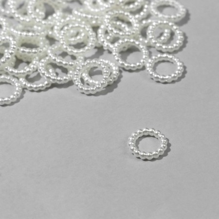 Plastic “Ring” beads 1 × 1 × 0.2cm, (set 10 g), white color-1