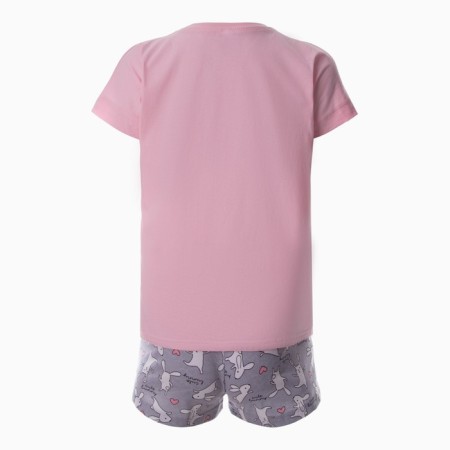 Home female "Bunny" set (T -shirt/shorts), pink/gray color, size 46-2