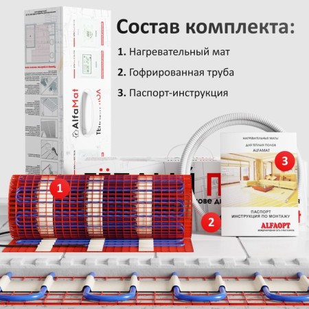 Warm floor Alfamat, mat, 750 watts, 5 m2, 2 veins-5