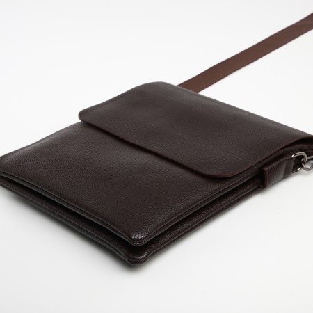 Male bag on the Textura valve, outer pocket, brown color-4