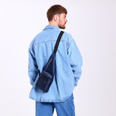 Male bag-bag from textiles, blue color-6
