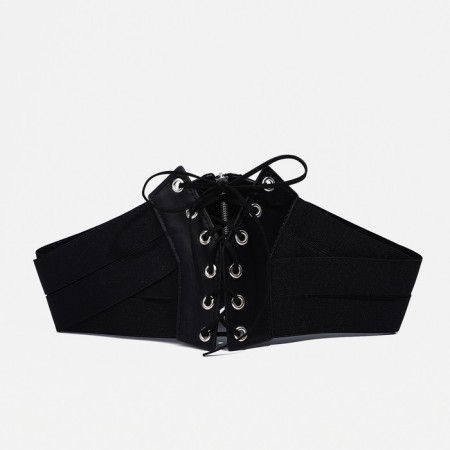 Women's belt, width 12 cm, on lightning, black color-6