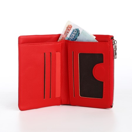 Women's wallet on magnet, red color-5