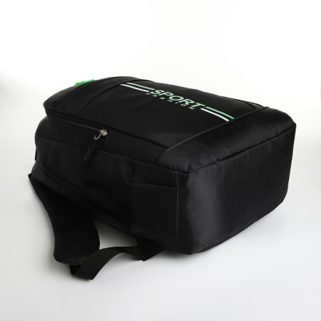 Youth backpack with a zipper, 4 pockets, black/green color-4