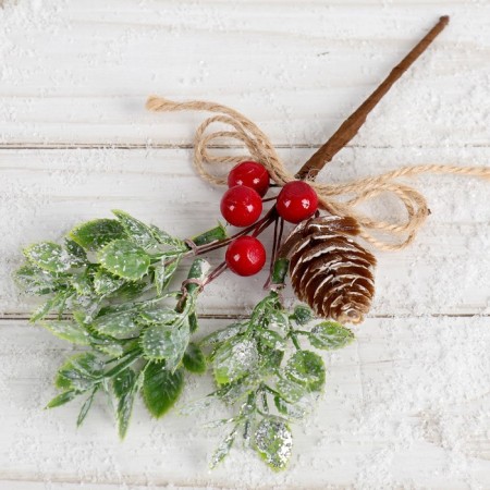 Decor "Winter charm" a bump with berries on a branch, 16 cm