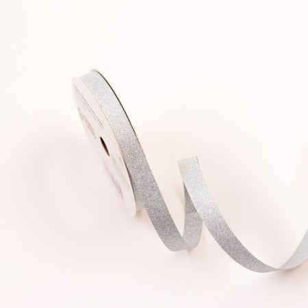 Plastic tape with glitter "Tiffany", 1.2cm x 45m, silver-1