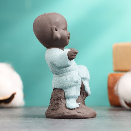 Figure "Buddha Karatist" 7x9 cm, blue-3