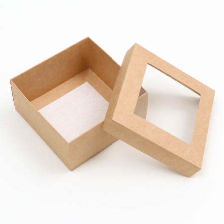 The box is folding, the lid is, with a window, craft, 10 x 10 x 5 cm-2