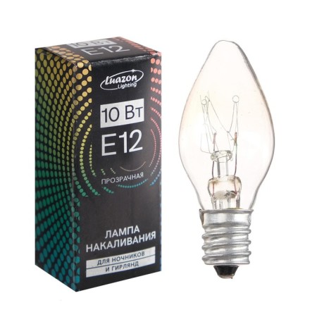 Incandescent lamp, 10 W, E12, 220 V, for nightlights and garlands, transparent-1