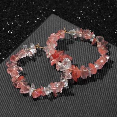 Ground Earrings "Naturel" nature, red color, d = 5