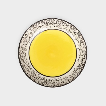 Ceramic plate "Persia", 19 cm, flat, yellow, 1 variety, Iran