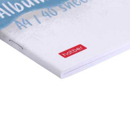 Album for drawing A4, 40 sheets, on a paper clip, "frog den", covered cardboard, matte lamination, embossing, block 100 g/m², mix-7