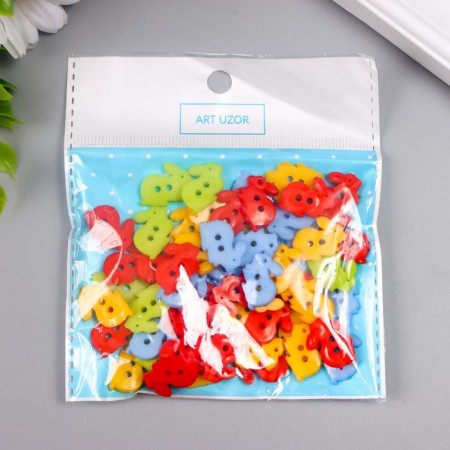 Buttons plastic for creativity 2 punctures "Color Bunnies" set 60 pcs 1.3x1.7 cm-4