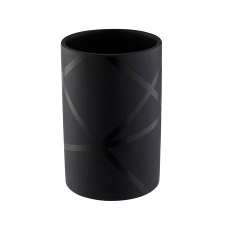 Axentia Nero glass of black matte ceramics with glossy lines, Ø 6.5x10 cm
