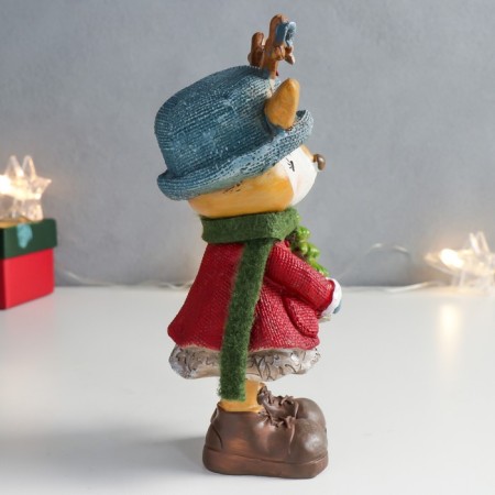Souvenir of the polystone "deer in a blue hat with a Christmas tree" 8x7.5x18.5 cm-1