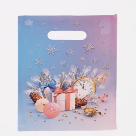Package "Clock with Gifts", polyethylene with a cut pen, 30 x 23 cm, 30 μm