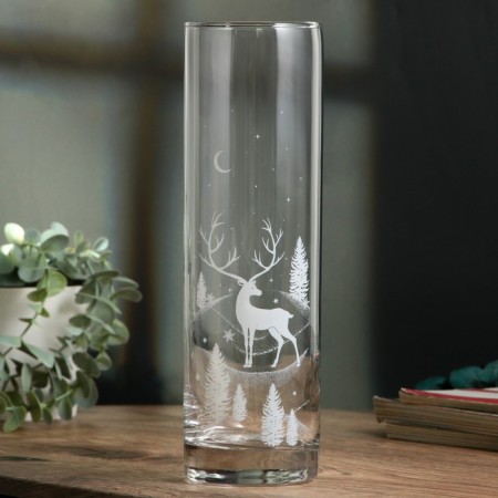 Vase for flowers New Year's "Deer", for the New Year, glass, height 26.5 cm.-1