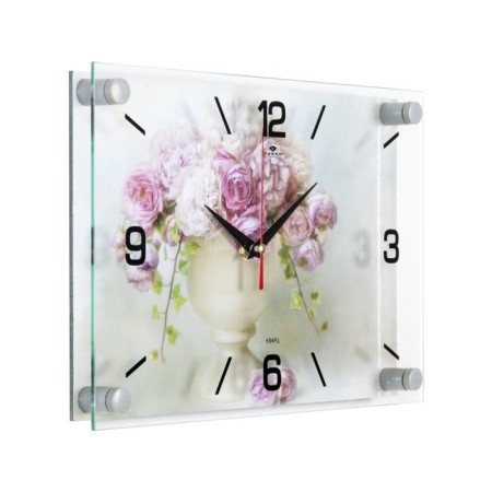 Wall clock, interior: flowers, "roses in a vase"-1