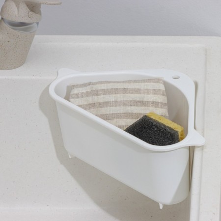 Holder on a sink for kitchen trifles, 26 × 14 × 9 cm, white color