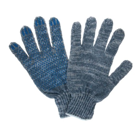 Workers, x/b gloves, knitting grade 7, 3 threads, size 9, with PVC dots, gray-1