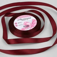 Satin tape, 12 mm × 23 ± 1 m, color ripe cherry