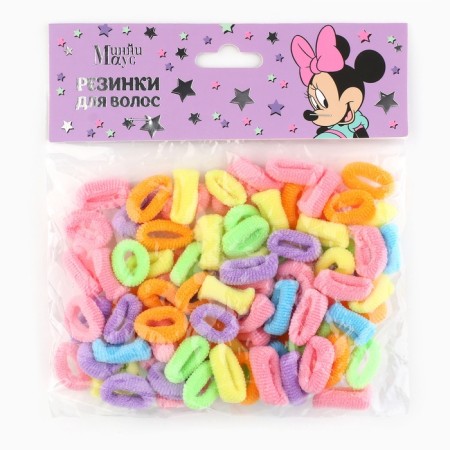 Set of elastic bands "Rainbow", 100 pieces, 1 cm, Minnie Mouse-1