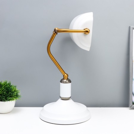 Banker desktop lamp E27 40W white brass 20x26x36cm-2