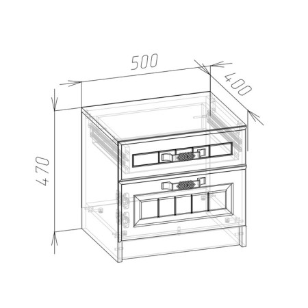 Bedside table Lena-2 500x400x470 white/white gloss-1