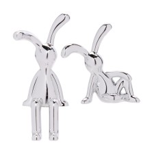 Toy on the car panel, bunnies, chrome, plastic, set 2 pcs
