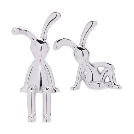 Toy on the car panel, bunnies, chrome, plastic, set 2 pcs