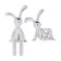 Toy on the car panel, bunnies, chrome, plastic, set 2 pcs