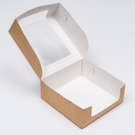 Confectionery packaging with a window, craft, 18 x 18 x 7 cm-1