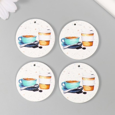 Decor for creativity wood "Circle. Coffee break" d = 4 cm-1