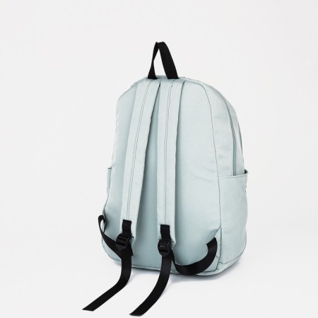 Youth backpack from textiles, 2 parts on lightning, 3 pockets, green color-3