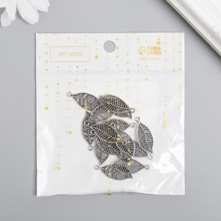 Decor for creativity Metal "Sheet" silver 2.7x1.1 cm-2