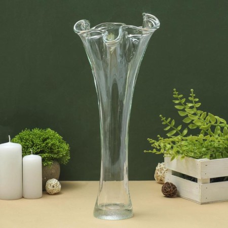 Vase "Wave" h 400 mm. From transparent glass (without decor)