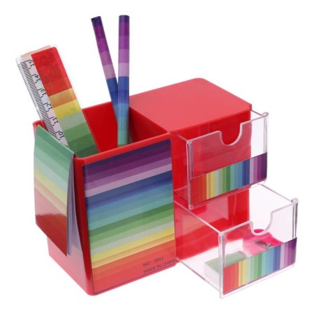 Set of desktop children's "Rainbow" (stand+2 pencil+ruler+sharpener+eraser+notebook 8 sheets)-1