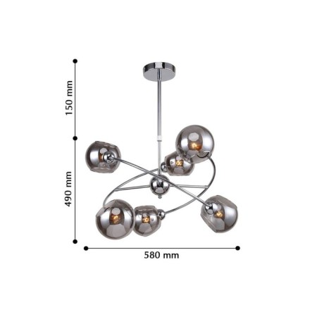 Rimula chandelier, 6x40W E14, chromium color-4
