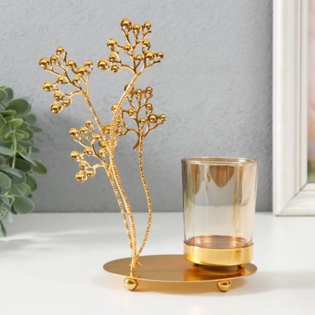 Summary Metal, glass per 1 candle "Sukhotzet in gold" d = 4.7 cm 11x8x19.2 cm-3